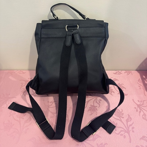 Tommy Hilfiger Black Backpack Convertible Bag Satchel Gold Accents - Picture 3 of 9